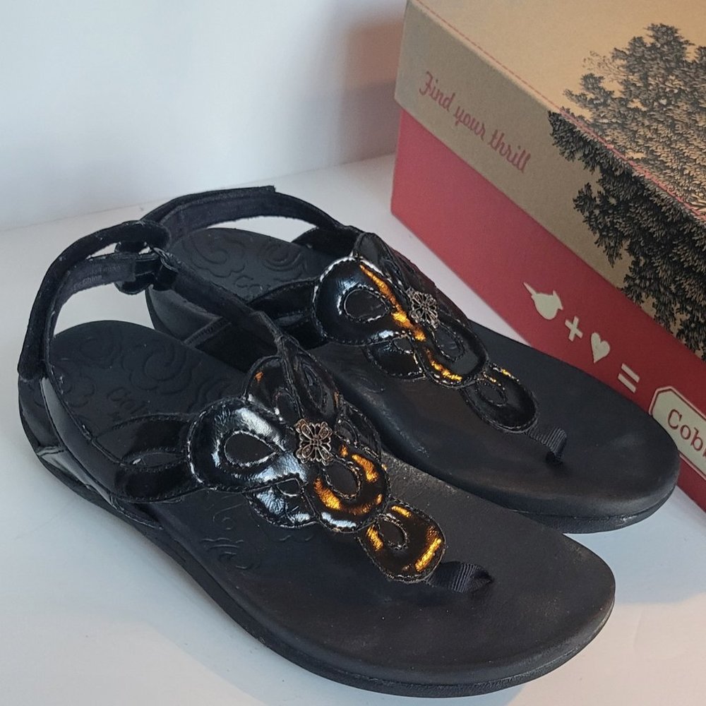 Cobb Hill Rosalie-Ch Black Patent Sandals Size 6